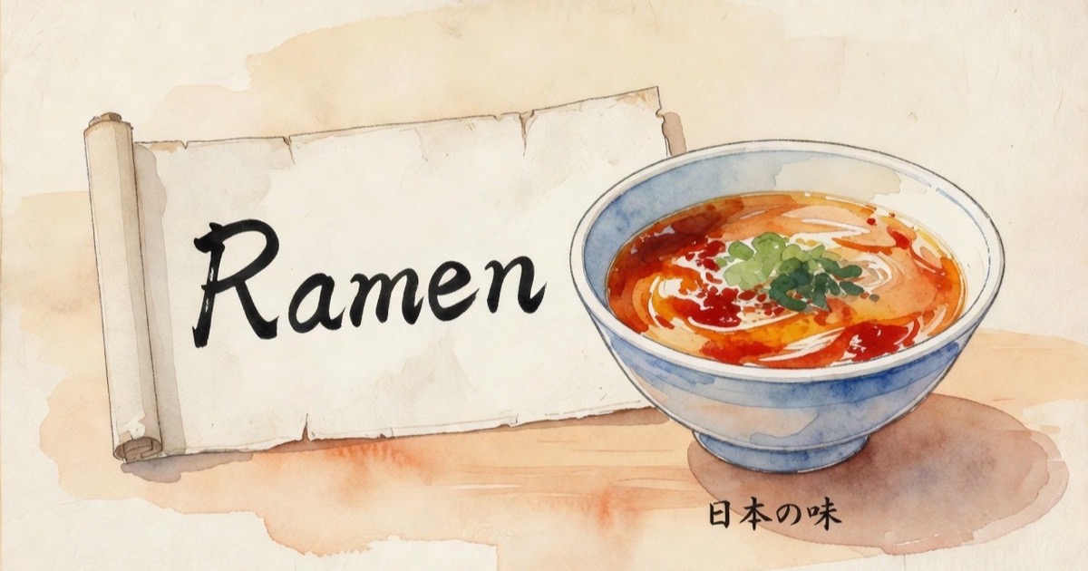 A traditional Japanese ramen noren curtain at an entrance showing kanji characters